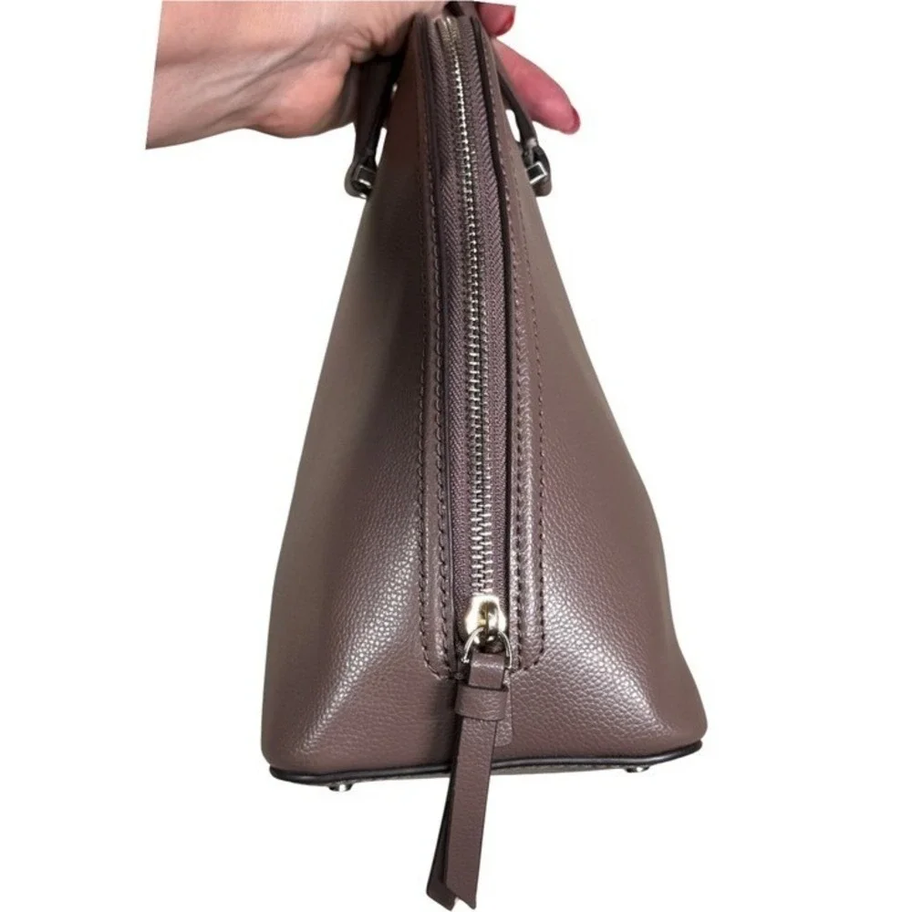 Kate Spade New York Mauve Taupe Leather Dome Satchel Handbag WKRU5897